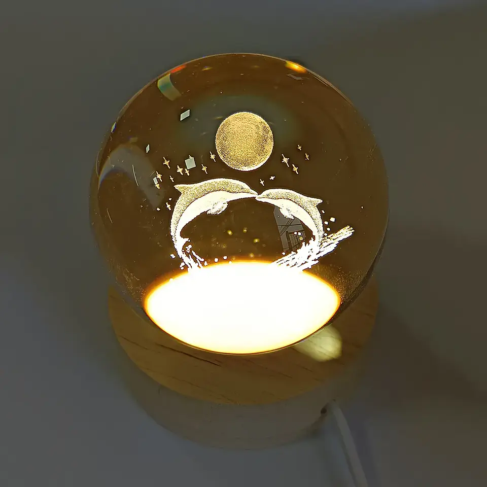 Lámpara Led Bola De Cristal 3D Diferentes Diseños 18