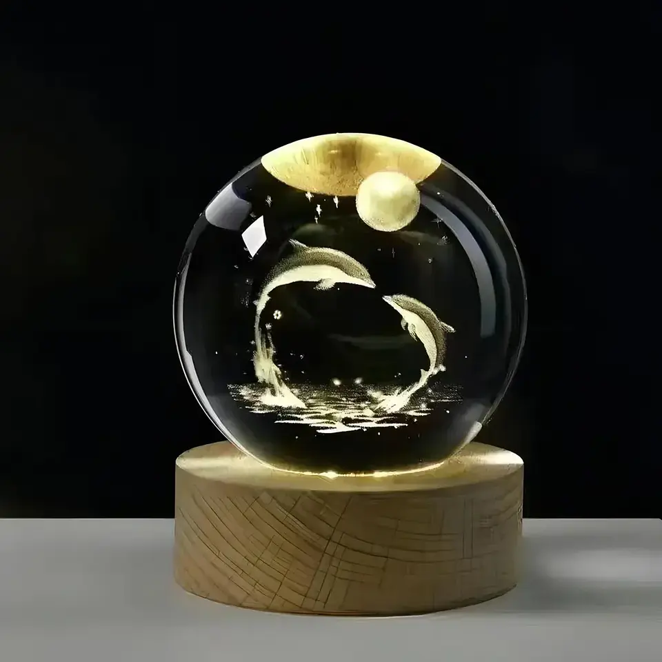 Lámpara Led Bola De Cristal 3D Diferentes Diseños 17