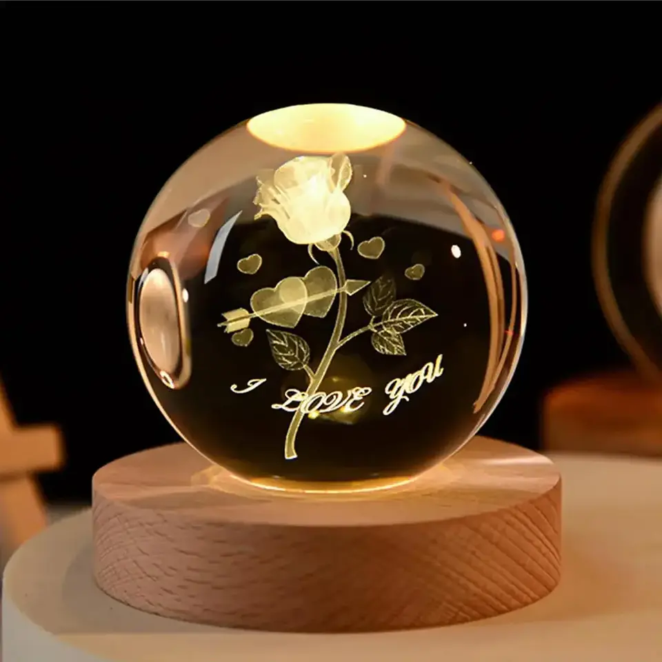 Lámpara Led Bola De Cristal 3D Diferentes Diseños 21
