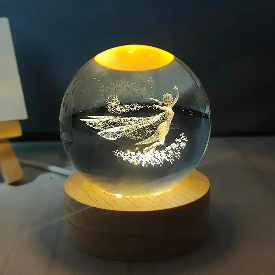 Lámpara Led Bola De Cristal 3D Diferentes Diseños 8