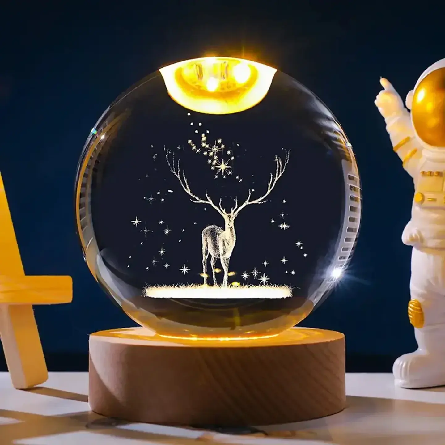 Lámpara Led Bola De Cristal 3D Diferentes Diseños 6
