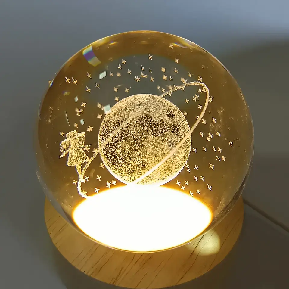 Lámpara Led Bola De Cristal 3D Diferentes Diseños 14
