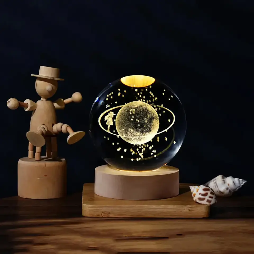 Lámpara Led Bola De Cristal 3D Diferentes Diseños 13
