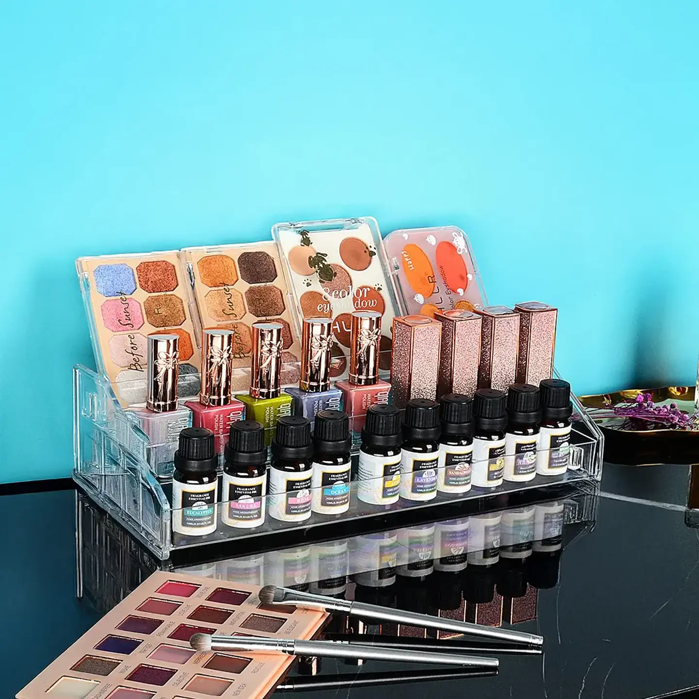 Organizador De Maquillaje Cosméticos Acrílico Transparente 31x13x8 cm 2