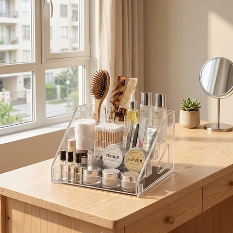 Organizador De Maquillaje Cosméticos Acrílico Transparente 31x21x13 cm