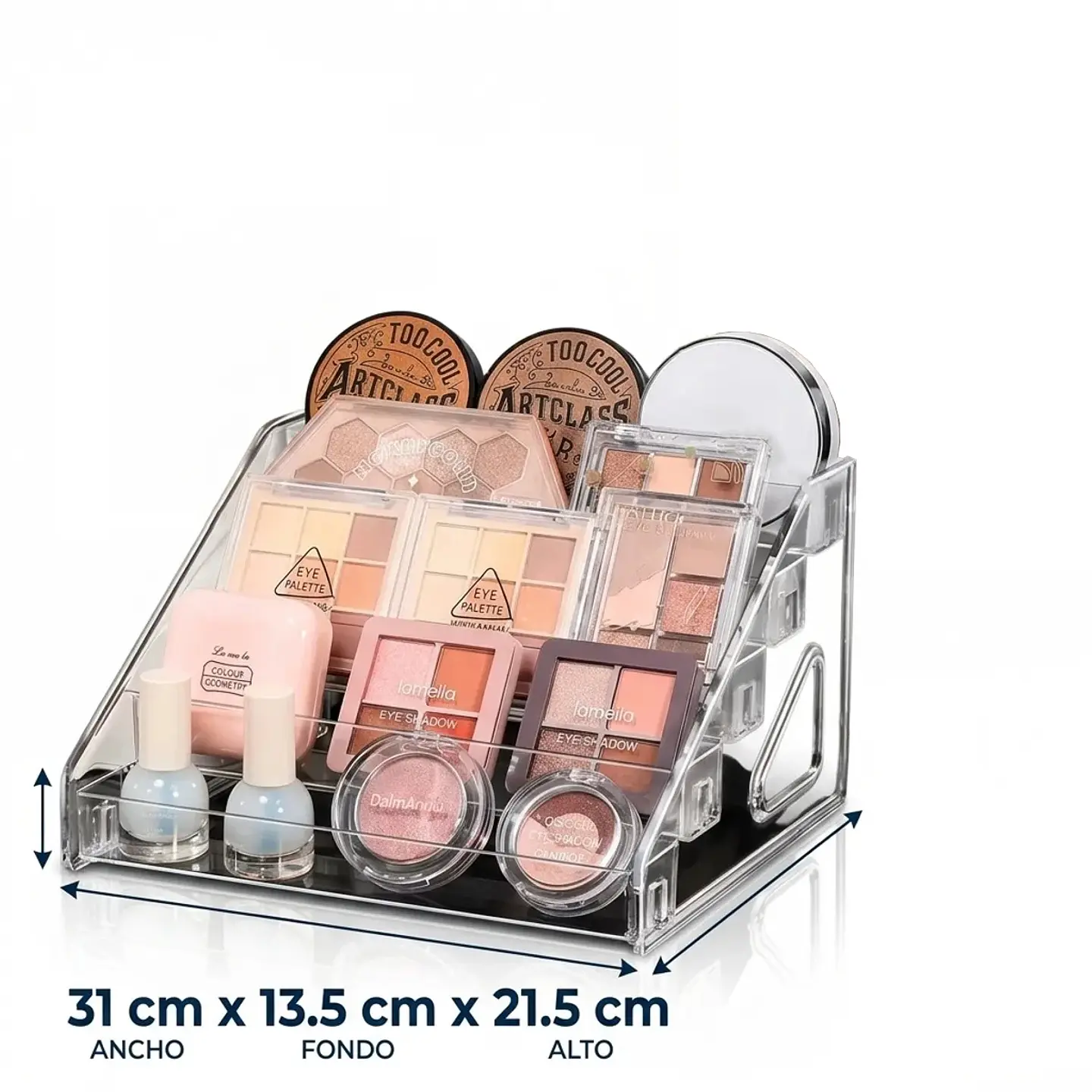 Organizador De Maquillaje Cosméticos Acrílico Transparente 31x21x13 cm 3