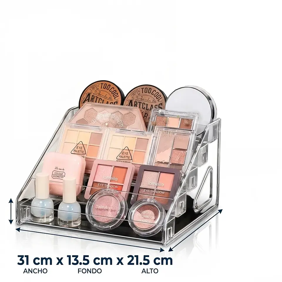Organizador De Maquillaje Cosméticos Acrílico Transparente 31x21x13 cm 3