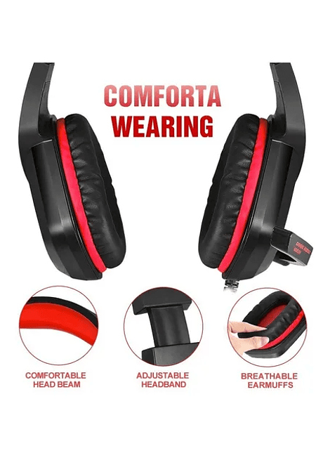 Audífonos Gamer Micrófono Consolas Rojos