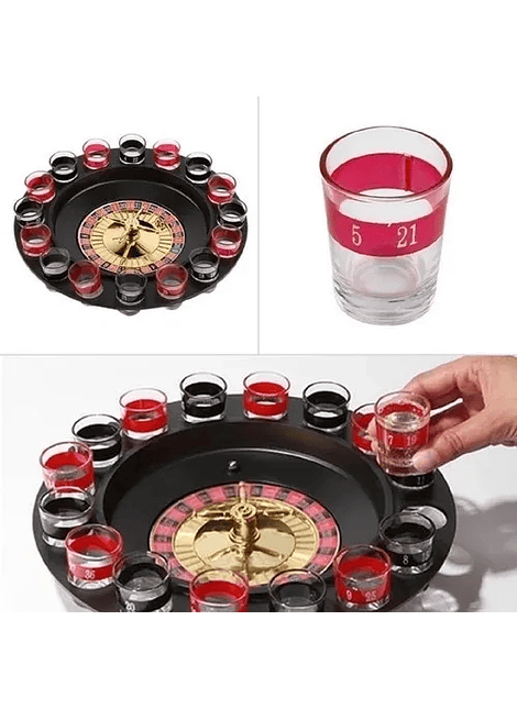 Ruleta Casino Shots Vasos Bar Diversion Juego De Fiesta