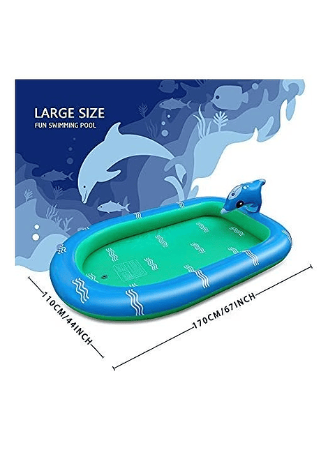 Piscina Inflable 170x110x45cm Dino Delfin Lanza Chorro Agua