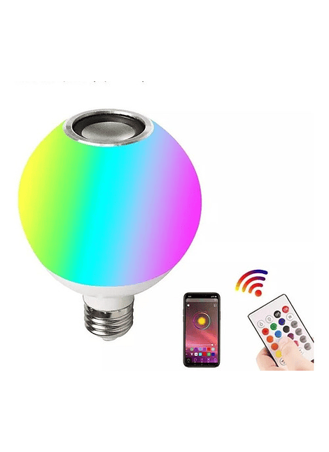 Ampolleta Led 12w Parlante Bluetooth Control Remoto Rgb