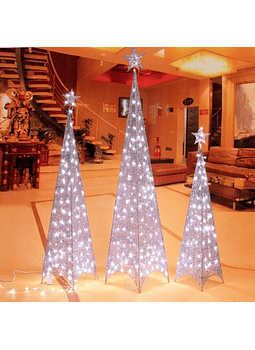 Arbol Piramide Iluminada Luz Led Metal 210 Cm Navidad Pascua