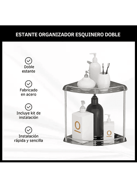 Organizador Para Ducha Estante Esquinero 2 Niveles Multiuso