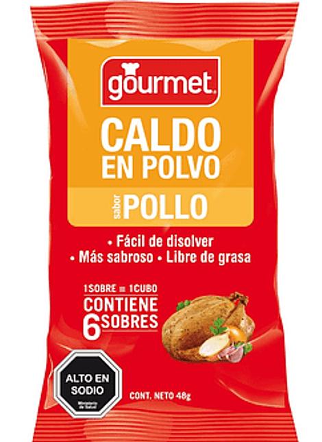 CALDO EN POLVO GOURMET POLLO 6 UN