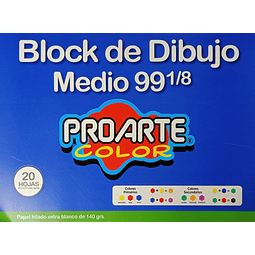 BLOCK DE DIBUJO MEDIO 99 1/8 PROARTE 20 HOJAS