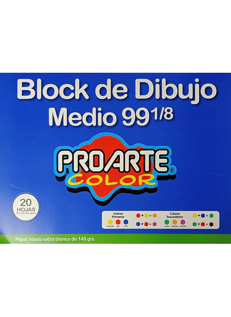 BLOCK DE DIBUJO MEDIO 99 1/8 PROARTE 20 HOJAS