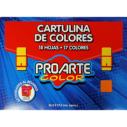 CARTULINA DE COLORES 26,5 X 37,5 CMS PROARTE 18 HOJAS