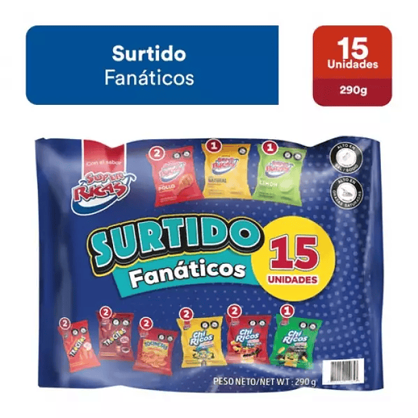 PASABOCAS SUPER RICAS SURTIDO FANATI 15U290g 