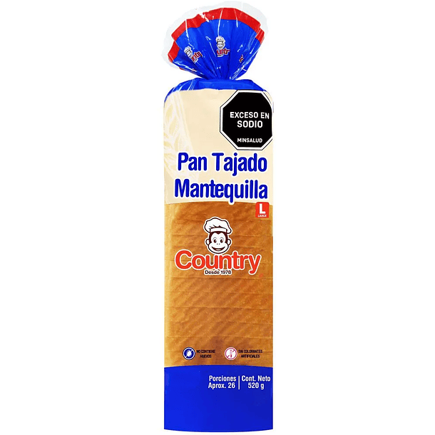 PAN EL COUNTRY TAJADO MANTEQUILLA 520g 