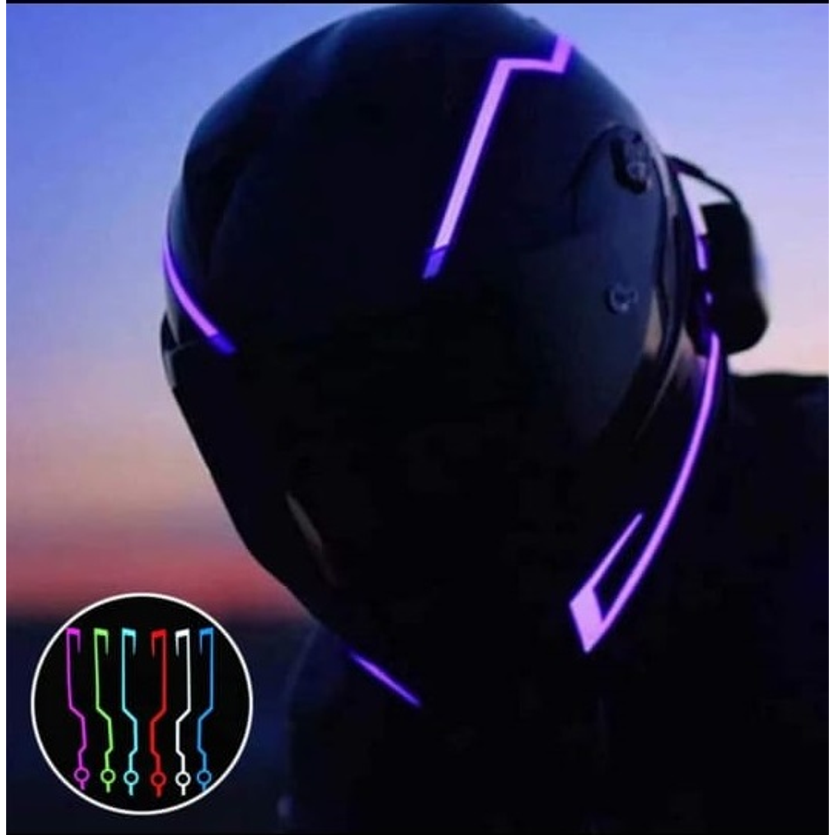 Con Ojos Led Para Luz Para Casco Moto LUZ LED MULTICOLOR PARA - Main Image