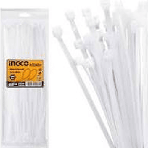 PACK 100 AMARRAS PLASTICAS BLANCAS 9X500MM INGCO HCT5001