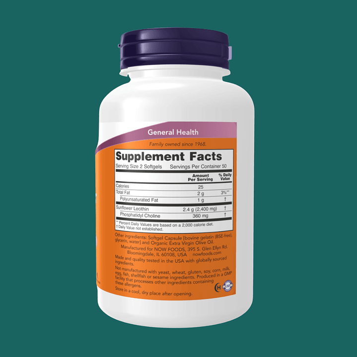 Lecitina de Girassol 1200mg 100 cápsulas 2