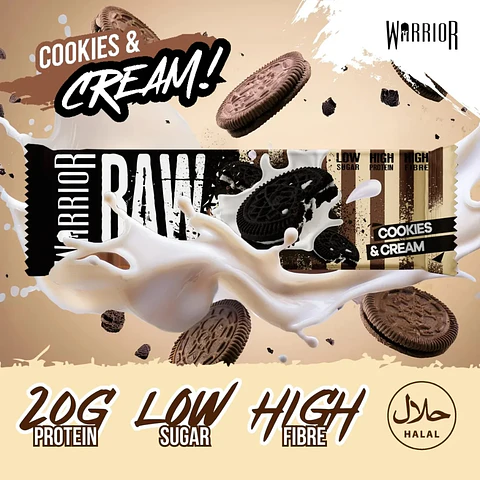 Barra de proteína Warrior Raw sabor Cookies and Cream - Warrior