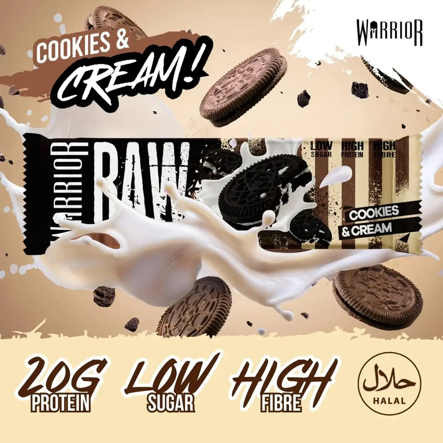 Barra de proteína Warrior Raw sabor Cookies and Cream - Warrior 1
