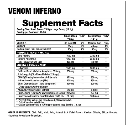 Pre entreno Venom Inferno 40 servicios 