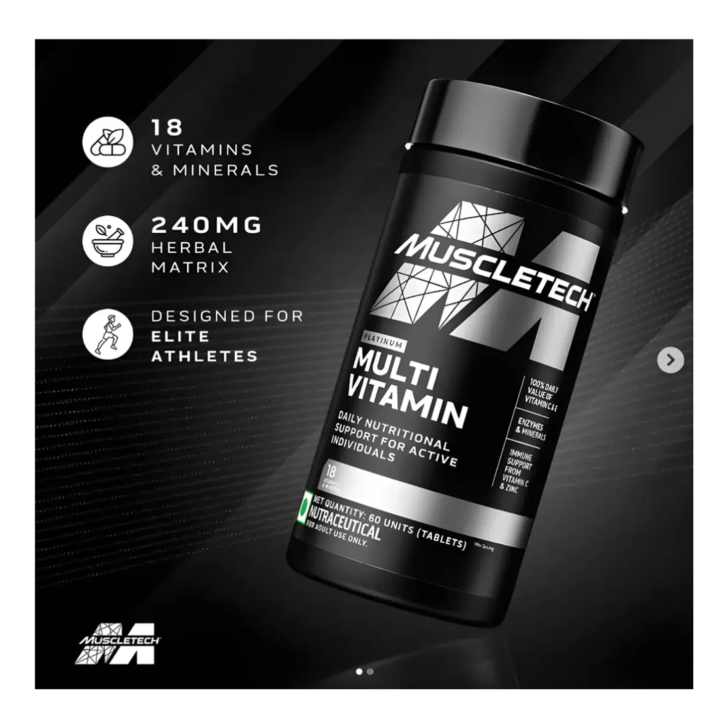 MuscleTech, multivitamínico Platinum, 180 tab 3