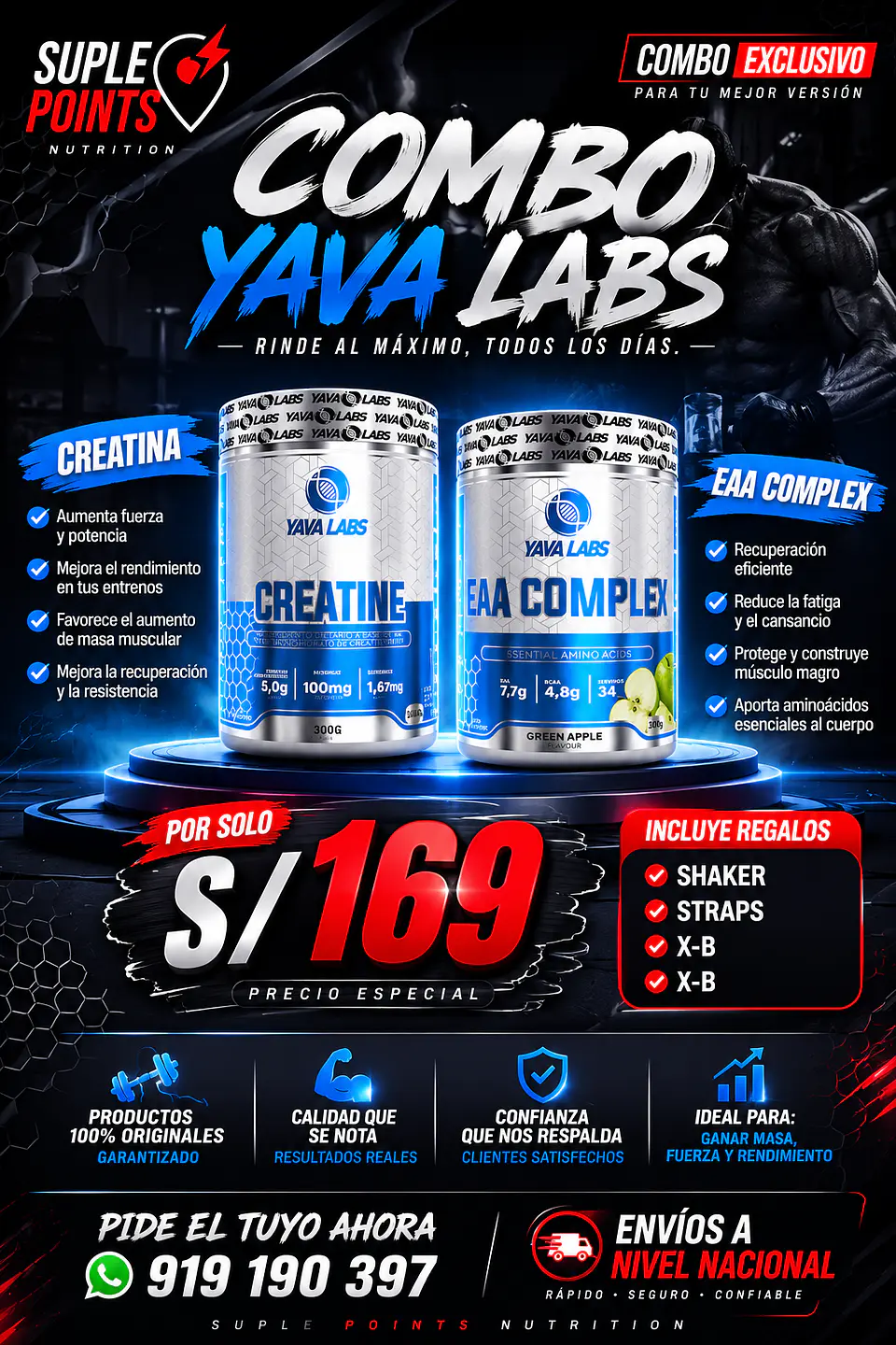 Combo Yava Labs Creatina + EAA Complex 1