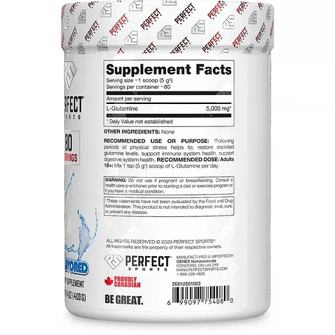 L GLUTAMINA IMPORTADA EEUU PERFECT SPORT 400GRAMOS