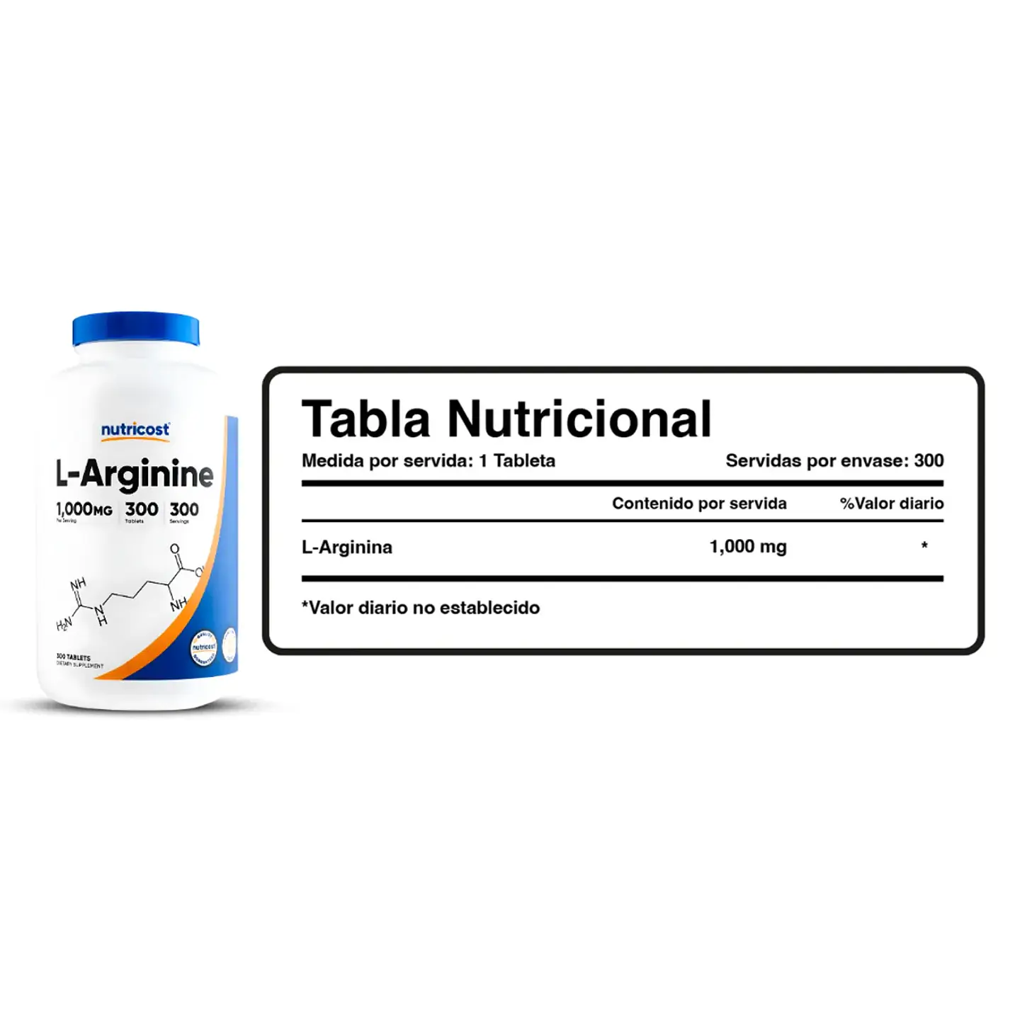 L-Arginina NUTRICOST 1000 MG - 300 Tabletas 2