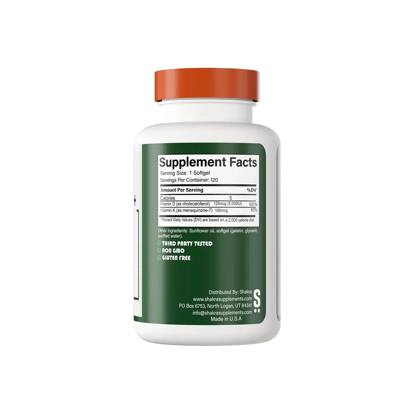 Shakra Vitamina K2 + D3 120 Softgels 2