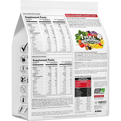 Ganador de peso HULK MASS GAINER 10 lb Perfect Sports - Vanilla Ice Cream