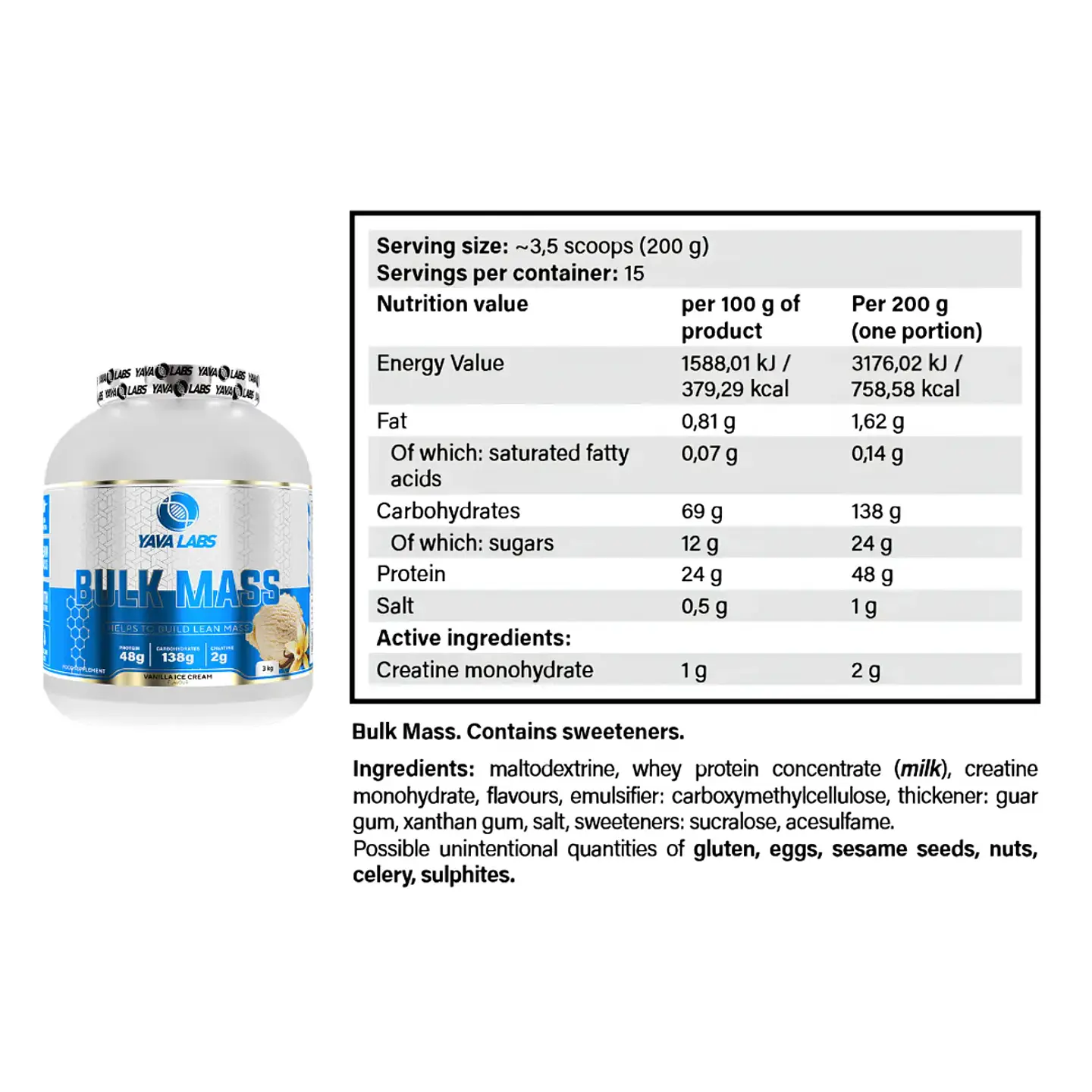 Ganador de Masa Bulk Mass 3 KG Yava Labs 2