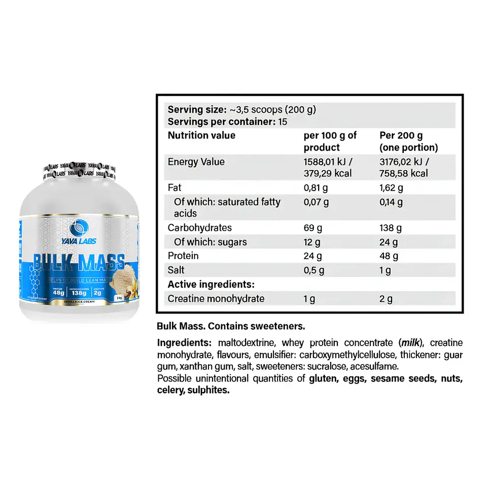 Ganador de Masa Bulk Mass 3 KG Yava Labs 2