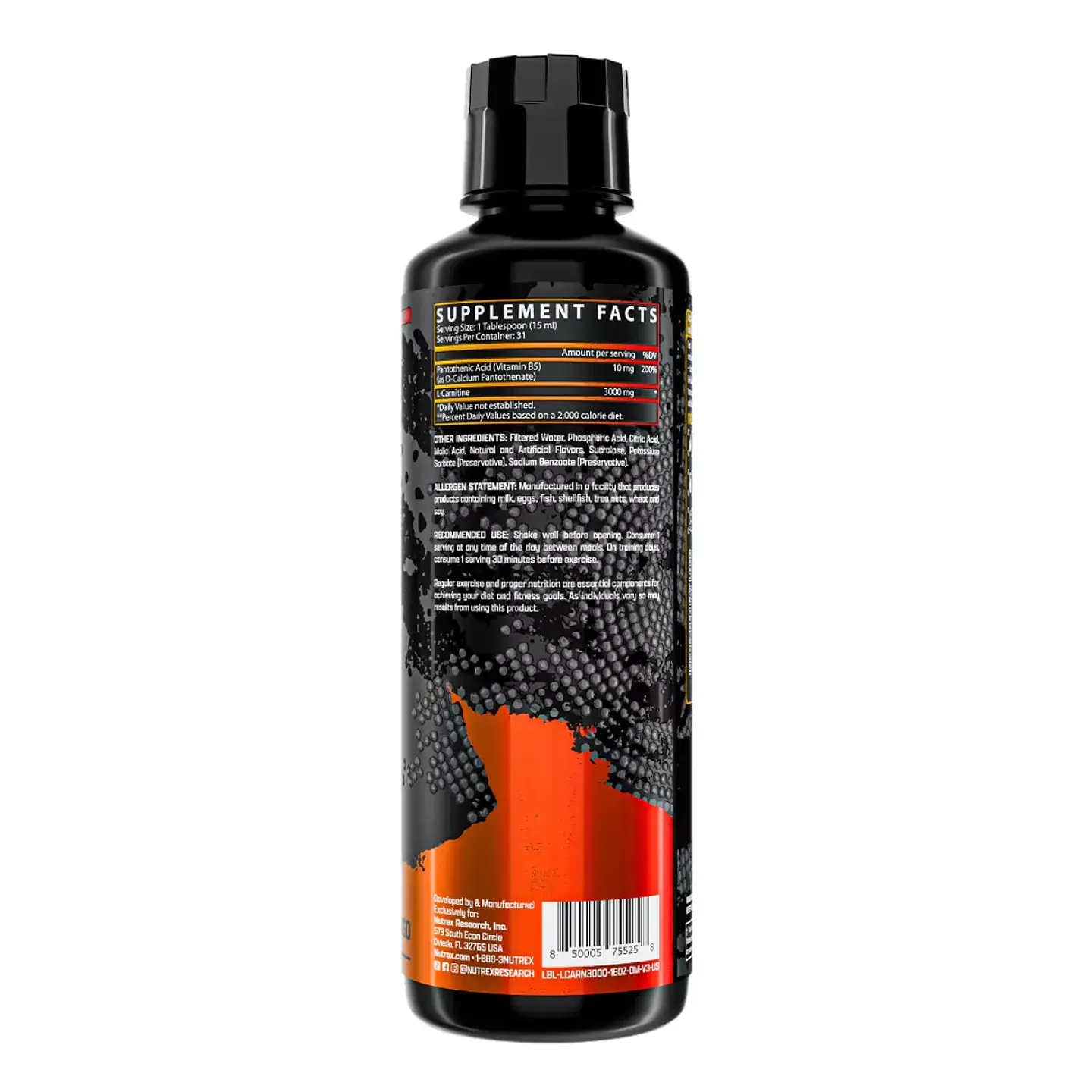 L-Carnitina Liquida NUTREX RESEARCH L-Carnitine 3000 MG - 31 Servicios  2