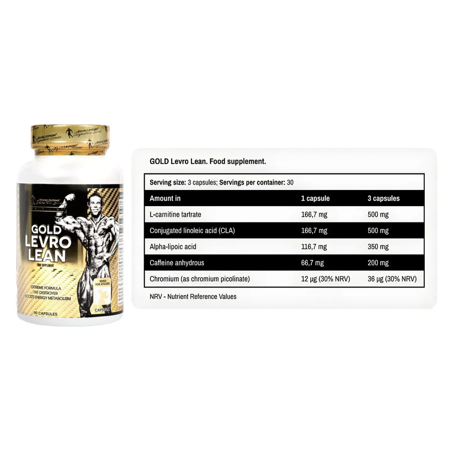 Gold Levro Lean - Térmogenico Kevin levrone 90 Capsulas 2
