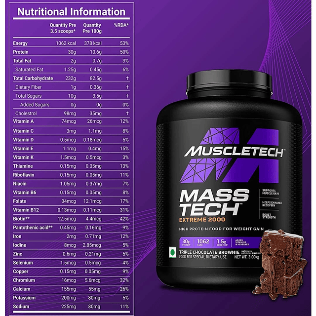 Mass Tech Extreme 2000 6 lb + Tribulus 1200 120 Capsulas