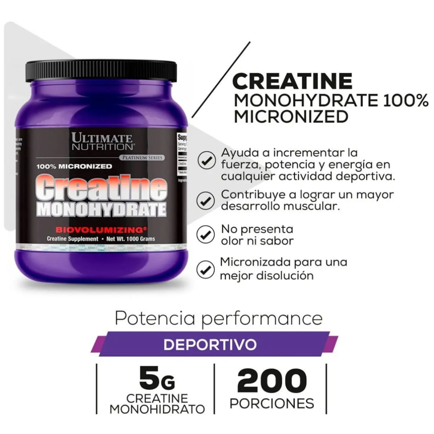 Creatina Monohydrate Ultimate Nutrition 1kg 3