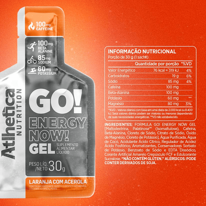 Atlhetica Nutrition GO! Energy Now! Gel 30gr 10 unidades 3