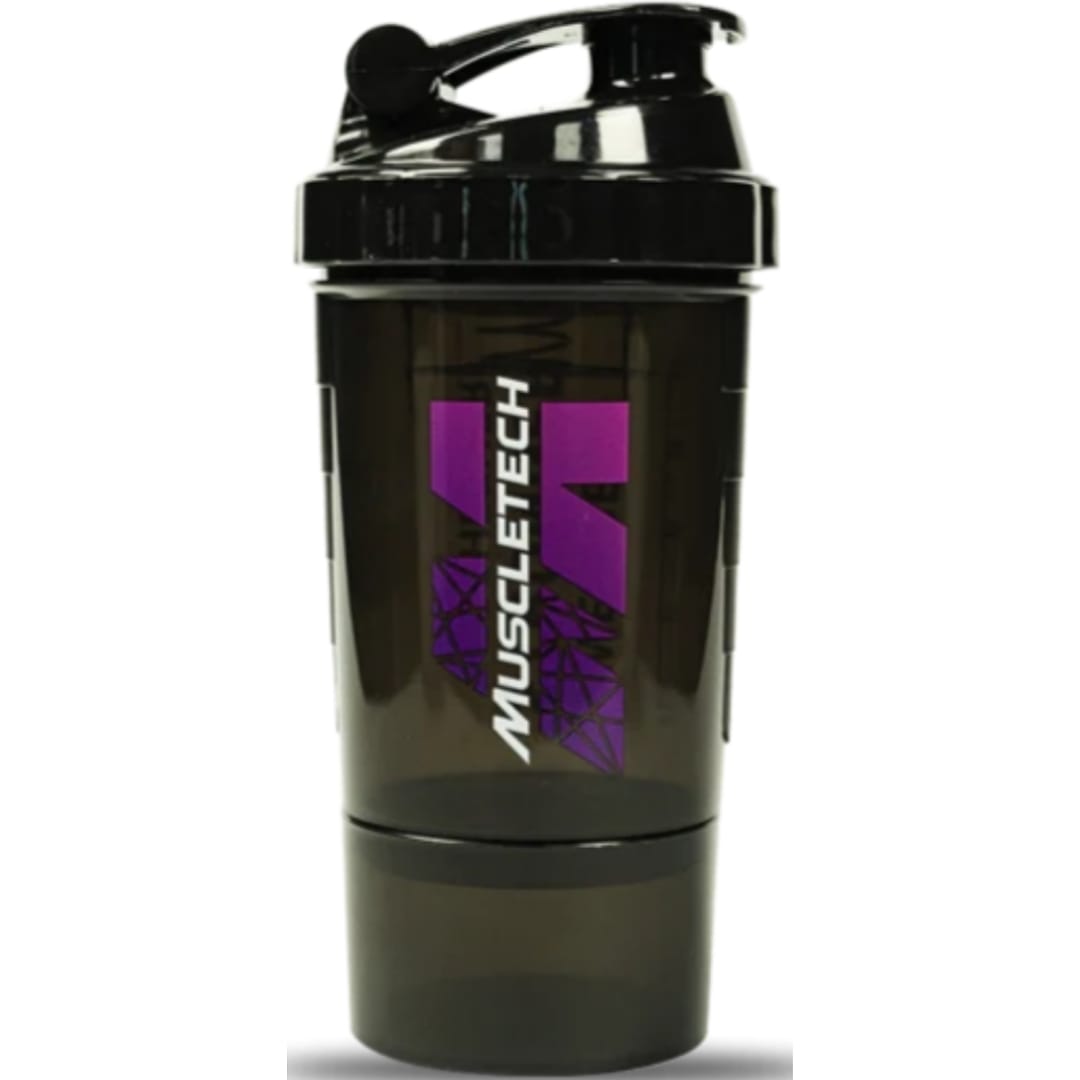 Shaker Muscletech Purple 500 cc con contenedor