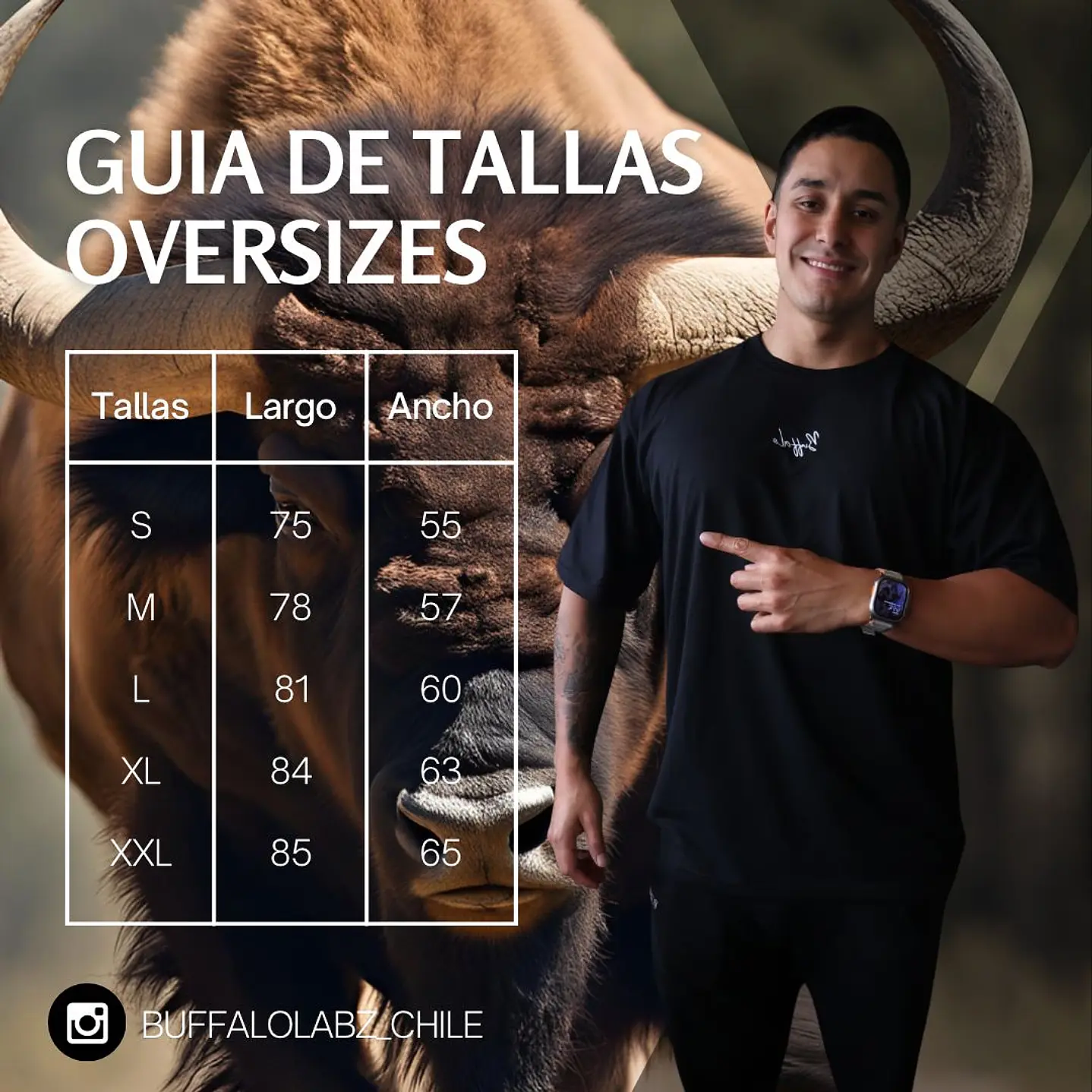 Polera Oversize Buffalo Club - Gymbuffalo Negro con celeste 3