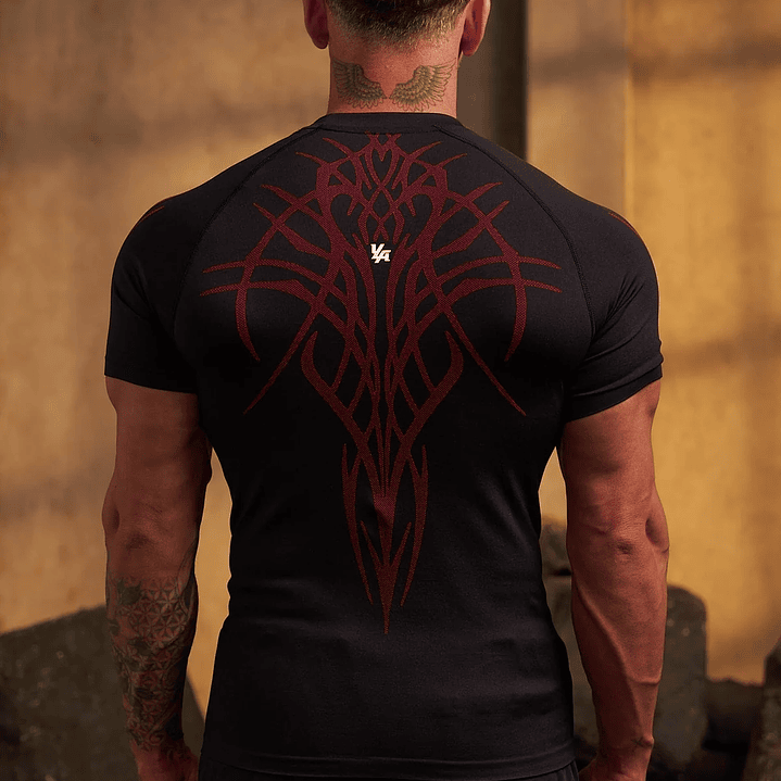 Camisa De Compresion Gotica Youngla - Negro con rojo 2