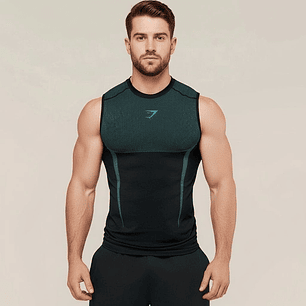 Tank Compresion ONYX 5.0 Gymshark - Negro con celeste