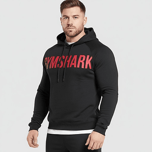 Poleron Capucha Gymshark - Negro con rojo