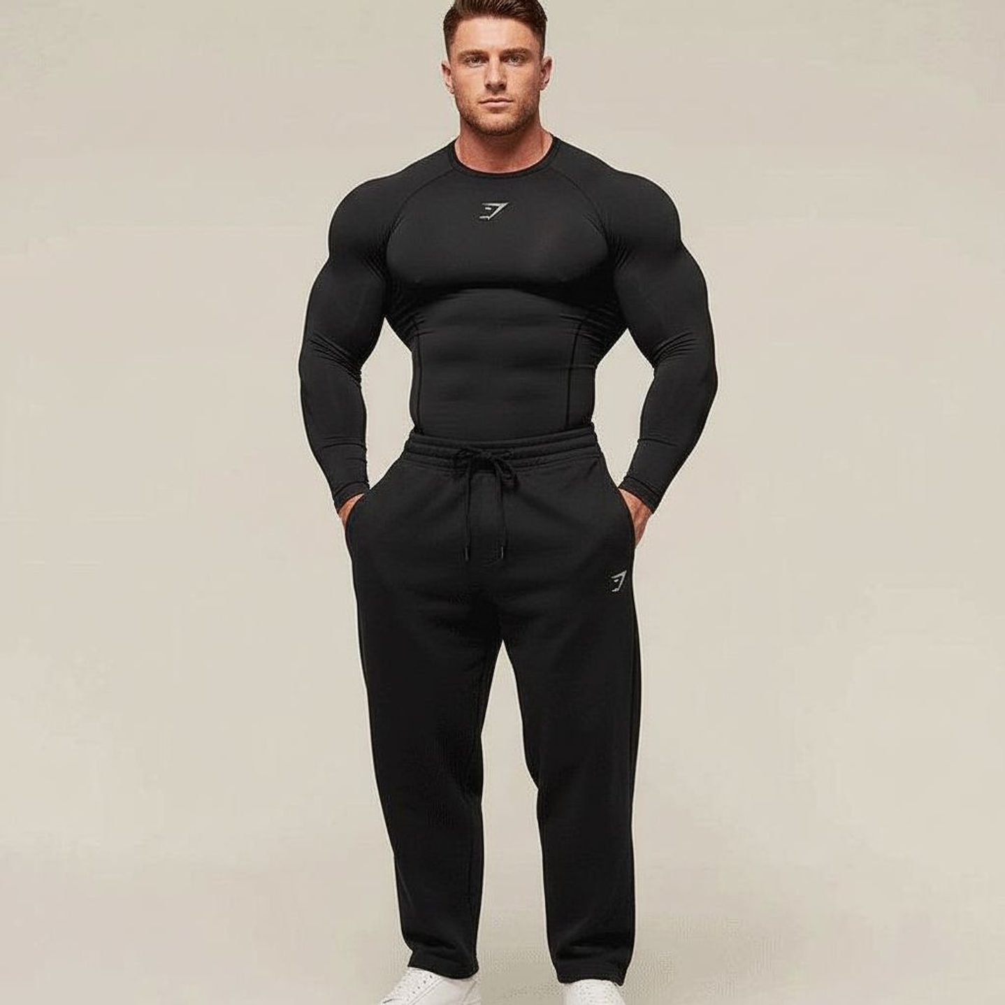 Camisa De Compresion Manga Larga Gymshark - Negro