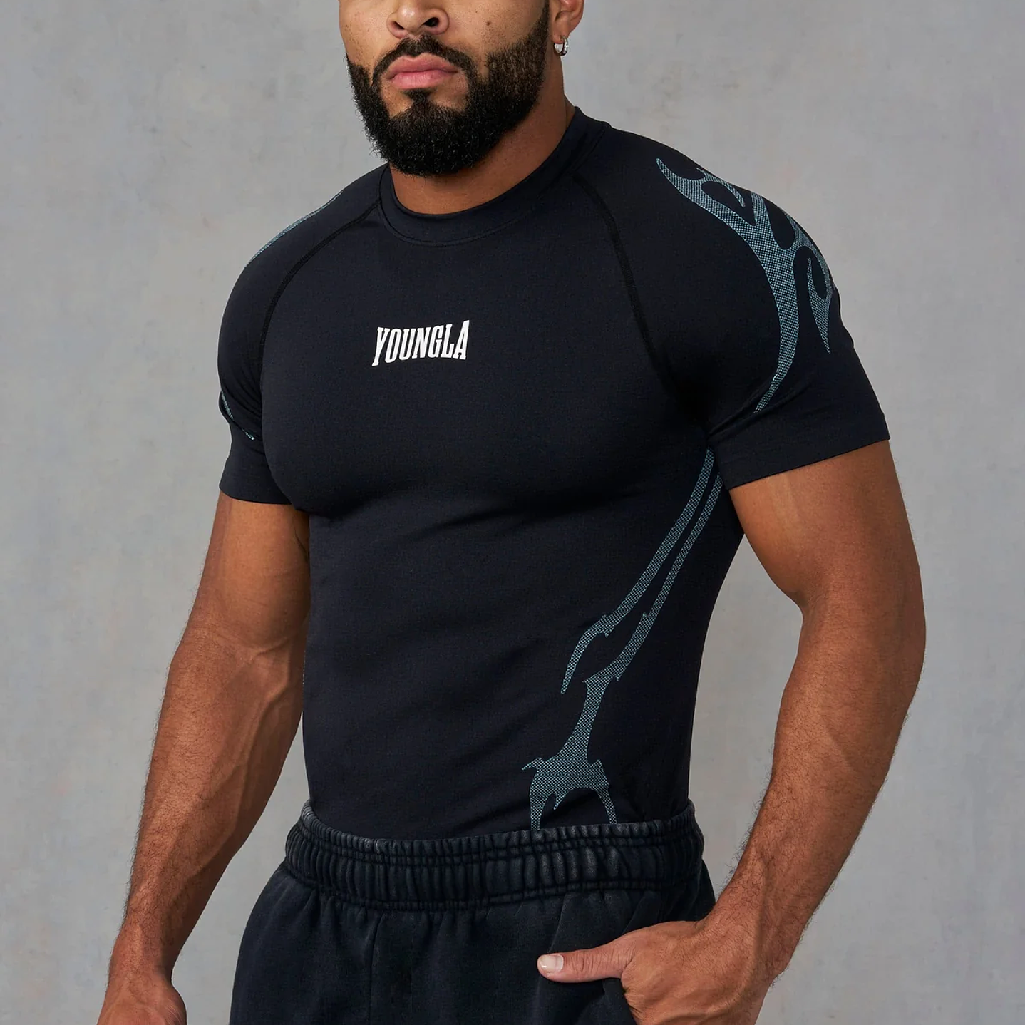 4067 - Compresion Gotica - Negro con azul