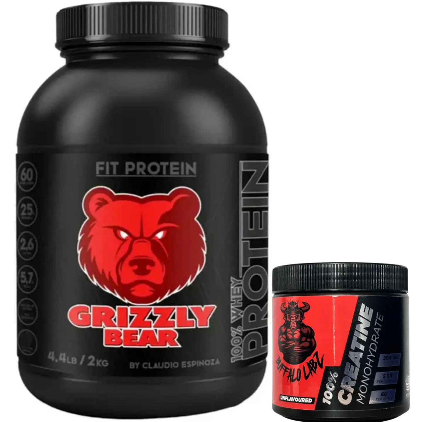 Pack Proteina Whey Grizzly Bear - 2 Kilos + Creatine 100% monohydrate Buffalo Labz 300gr 1